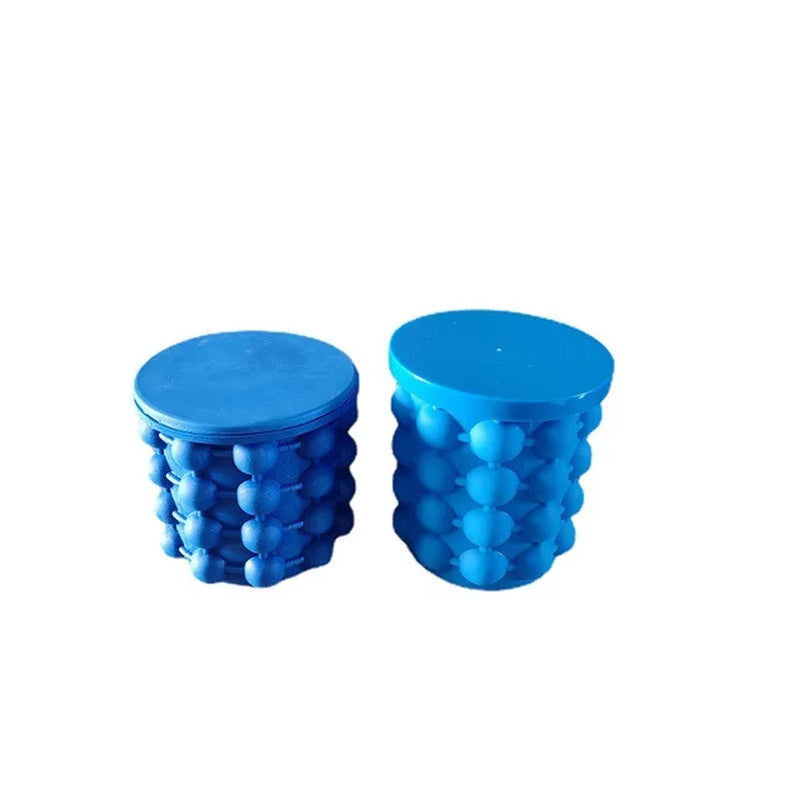 Ice Cube Mold Ice Trays Blue Silicone Ice Bucket Ice Cup with Lid (2 in 1) Ice Cube Maker for Frozen Cocktail Whiskey