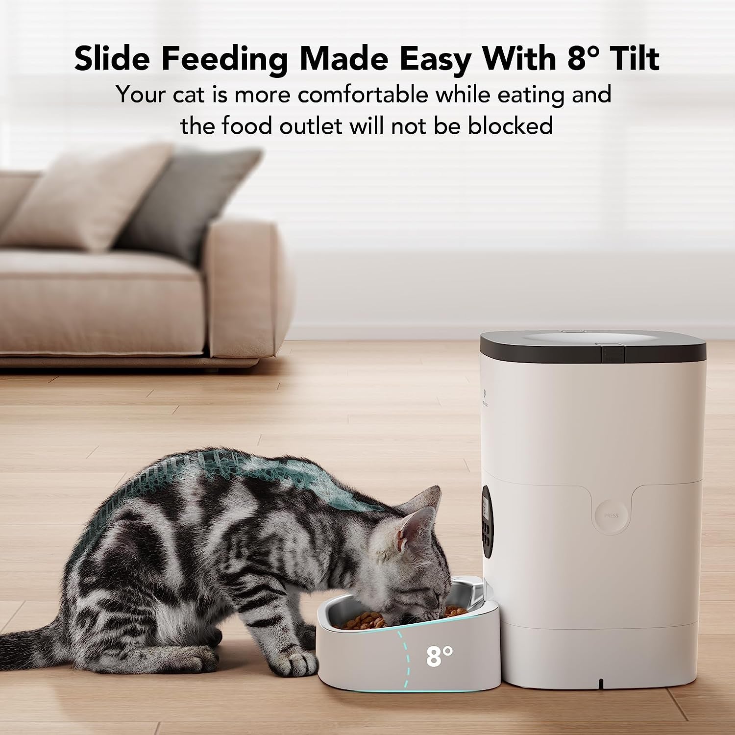 Automatic Cat Feeder, Automatic Cat Food Dispenser with Timer Interactive Voice Recorder, Auto Cat Feeder with 1-4 Meals Control Dry Food, White Opaque