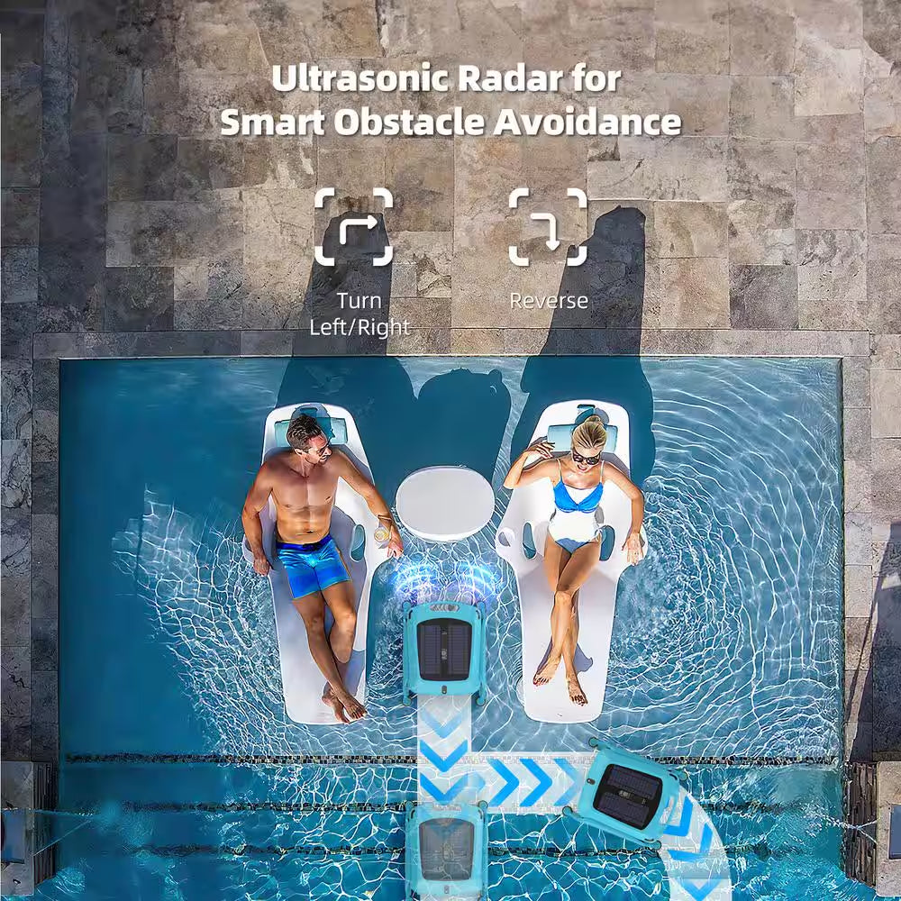 Robotic Pool Skimmer Cleaner- Automatic Solar Powered Cordless Robot Pool Cleaner for Swimming Pool Surface