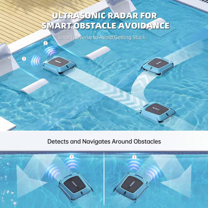 Robotic Pool Skimmer Cleaner- Automatic Solar Powered Cordless Robot Pool Cleaner for Swimming Pool Surface