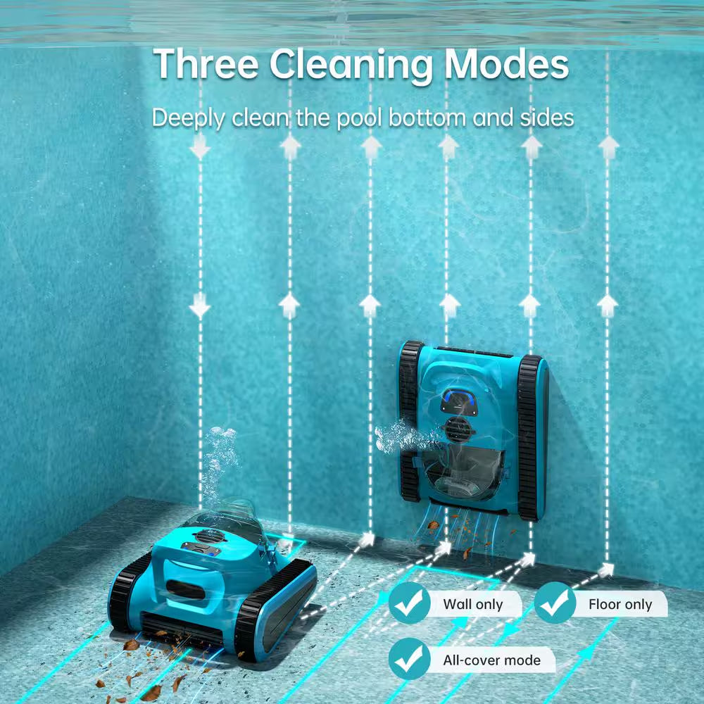 Robotic Pool Cleaner, Cordless Pool Vacuum Robot for above Ground and Inground Pools Wall Floor Waterline Cleaning