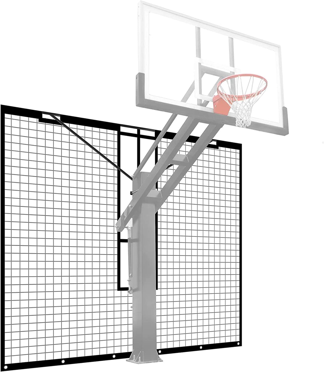 Basketball Yard Guard Defensive Net System - Heavy Duty 12FT X 10FT Rebounder with Foldable Net，Basketball Returns Net Made for Basketball Hoops with a 12”X8”, 8”X6”, 6”X6” or 5”X5” Main Pole.