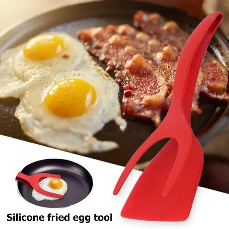 2-in-1 Kitchen Accessories Kitchen Gadget Sets Omelette Spatula Kitchen Silicone Spatula for Toast Pancake Egg Flip Tongs Cocina