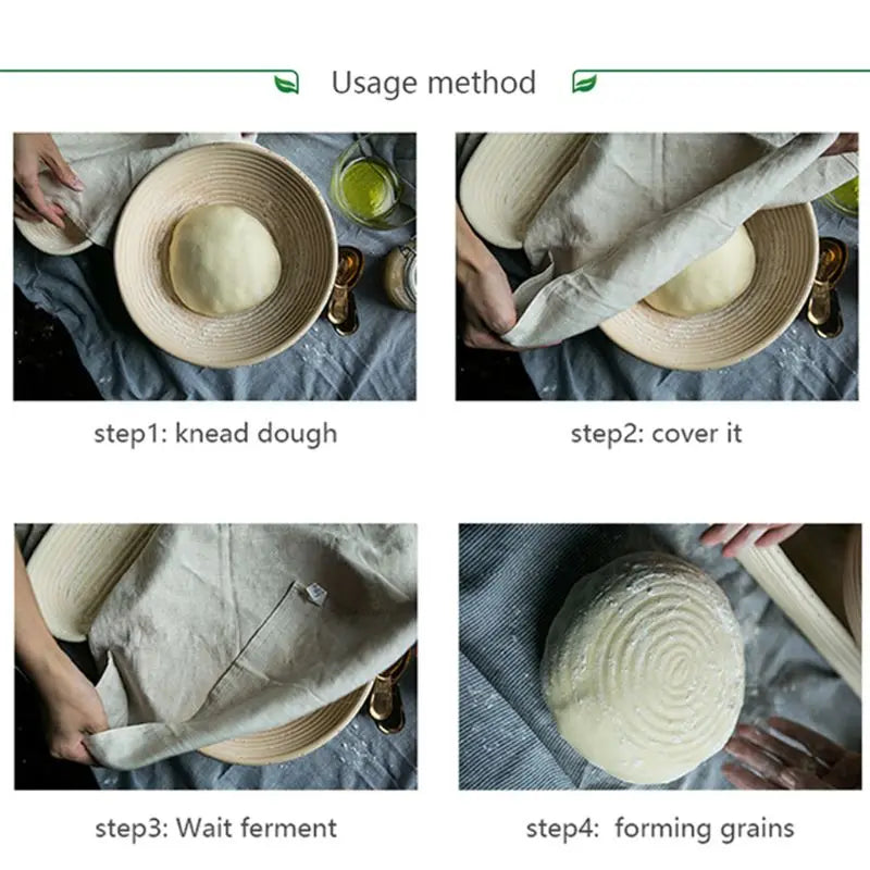 Fermentation Rattan Basket Baking Utensils Round Bread Basket Cloth Cover Home Kitchen Baker Bakery Torrefaction Tool S25 20