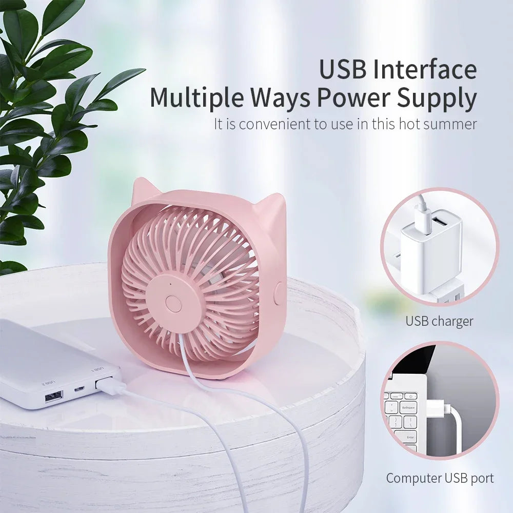 Mini USB Fan Table Small Fan Electronic Summer USB Smart Gadgets Portable Cool Gadgets Silent Rechargeable For Office Home