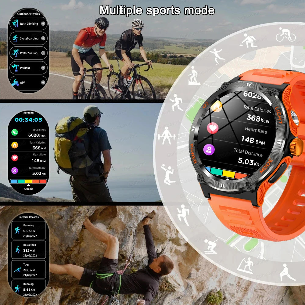 HUAWEI Xiaomi Outdoor Sport Smart Watch Men GPS Fitness Compass LED Flashlight 3ATM Waterproof BT5.3 Call Smartwatch