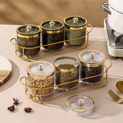 Luxury Kitchen Spice Jar Metal Storage Rack Sealed Sugar Jar Spice Chili Bottle Grain Food Storage Container Kitchen Utensils