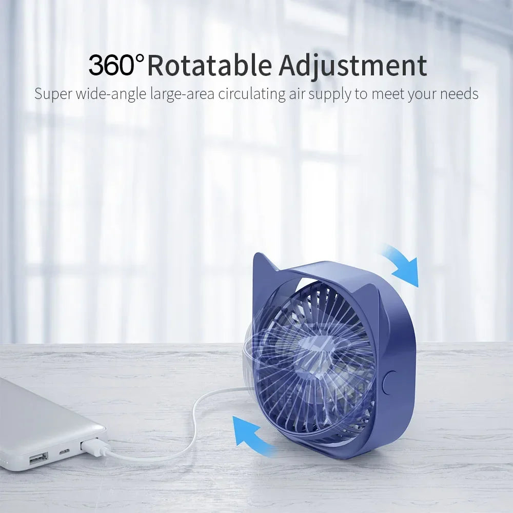 Mini USB Fan Table Small Fan Electronic Summer USB Smart Gadgets Portable Cool Gadgets Silent Rechargeable For Office Home