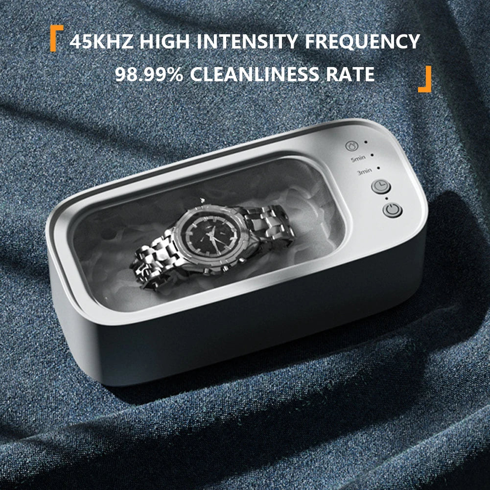 Ultrasonic High-Frequency Vibration Cleaners 3 Gear 360 Degree Cleaning Machine Timing for Jewelry/Pacifier/Makeup Tool/Eyeglass