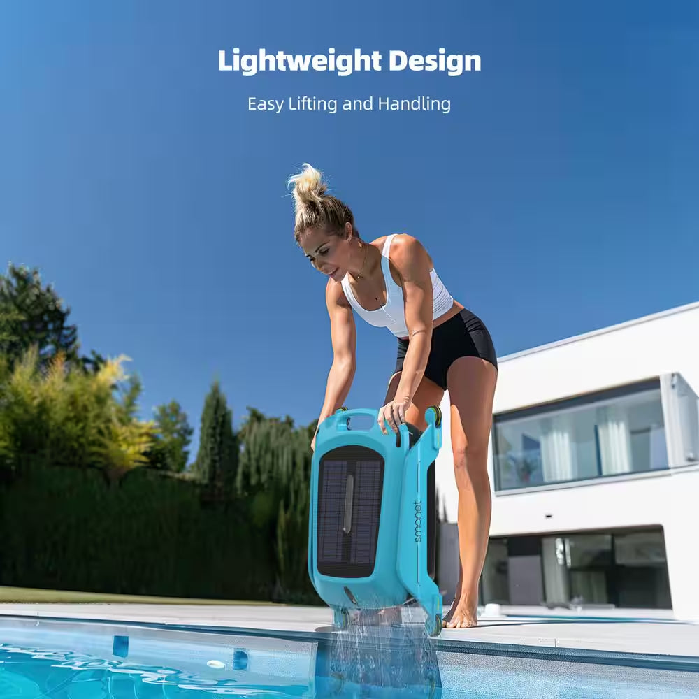 Robotic Pool Skimmer Cleaner- Automatic Solar Powered Cordless Robot Pool Cleaner for Swimming Pool Surface