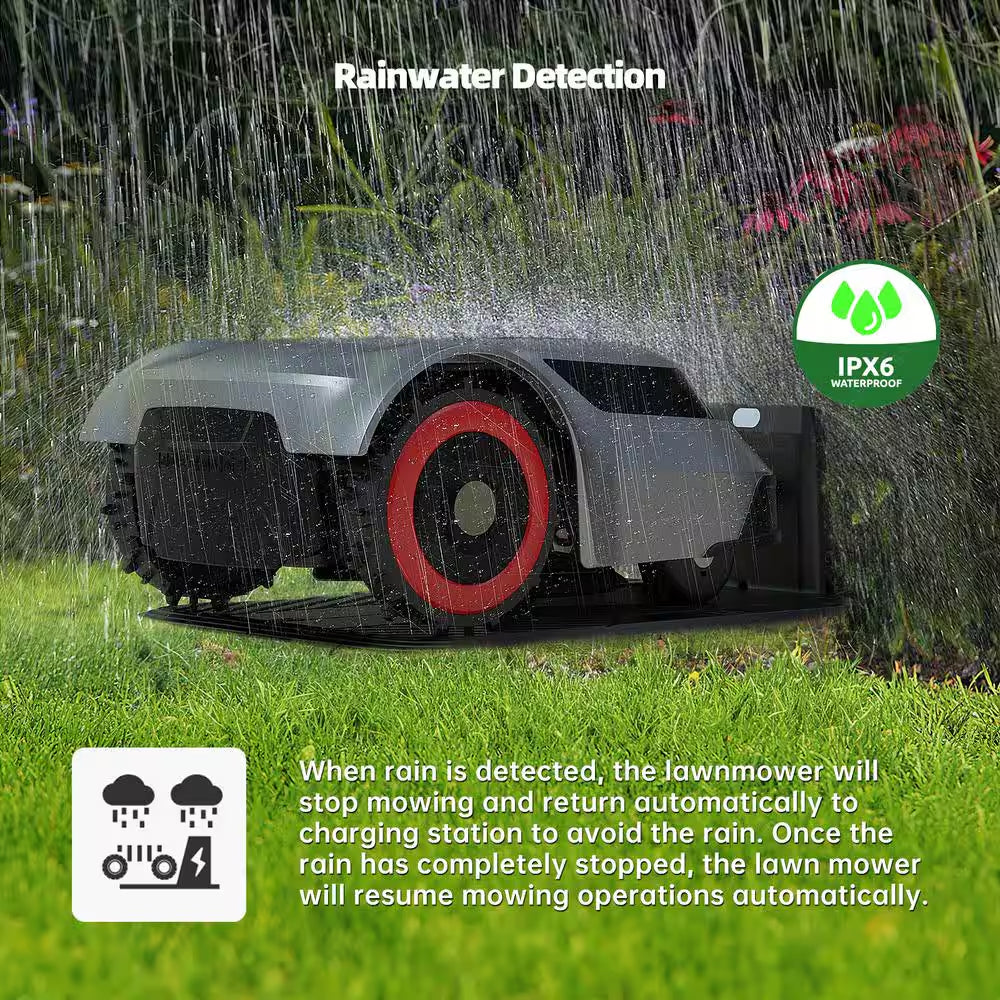 8 In. Robot Lawn Mower - Automatic Lawnmower Battery Powered APP Control, Smart Path Planning, up to 1/4 Acre