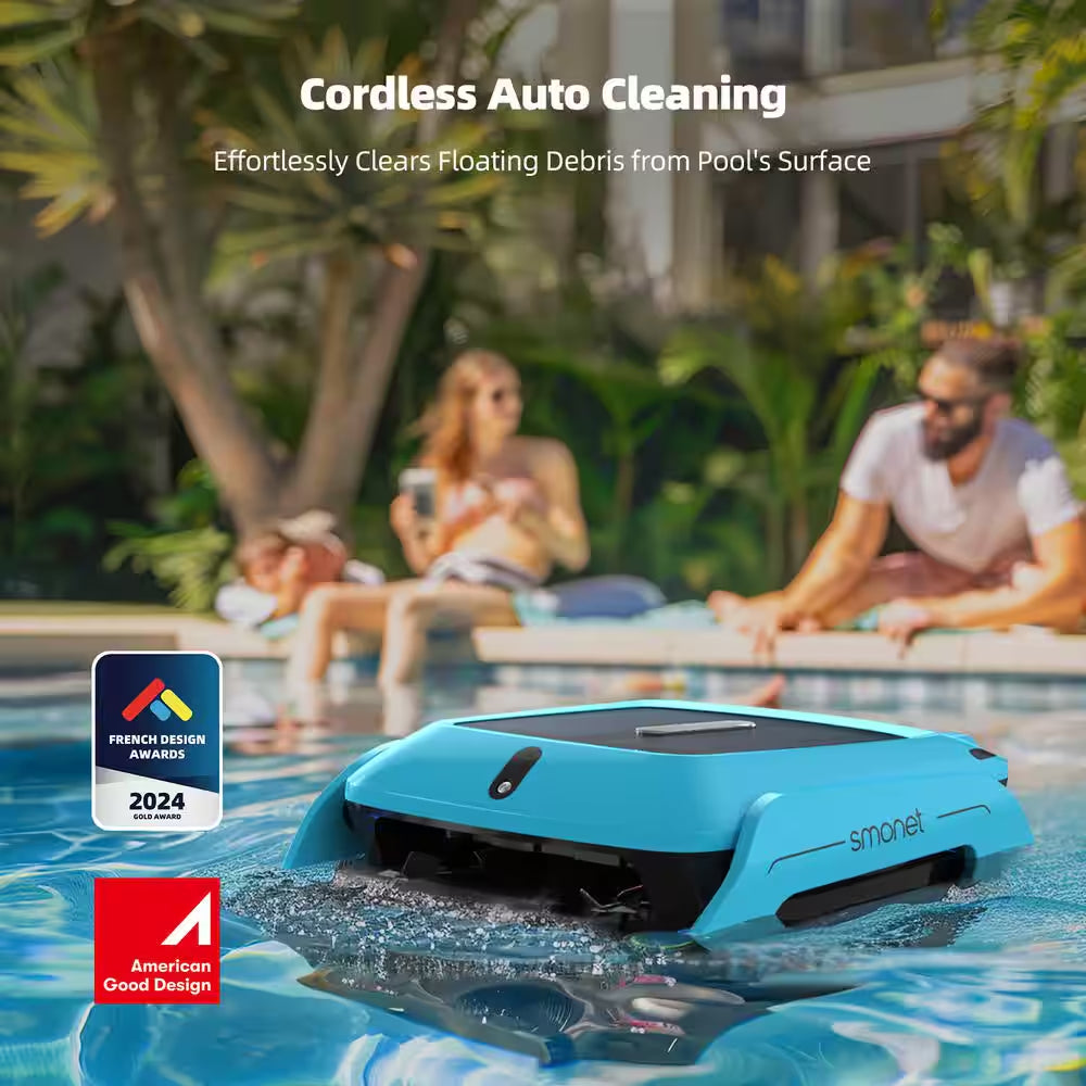 Robotic Pool Skimmer Cleaner- Automatic Solar Powered Cordless Robot Pool Cleaner for Swimming Pool Surface