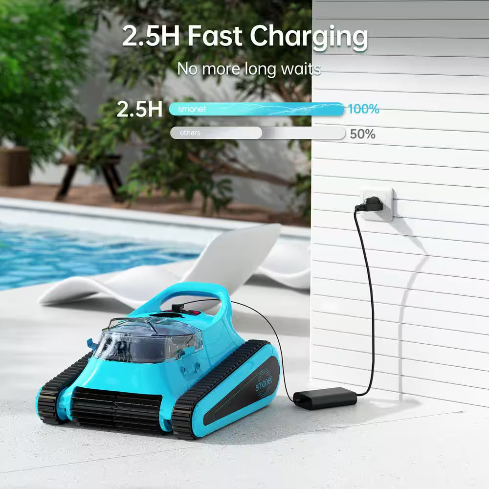 Robotic Pool Cleaner, Cordless Pool Vacuum Robot for above Ground and Inground Pools Wall Floor Waterline Cleaning