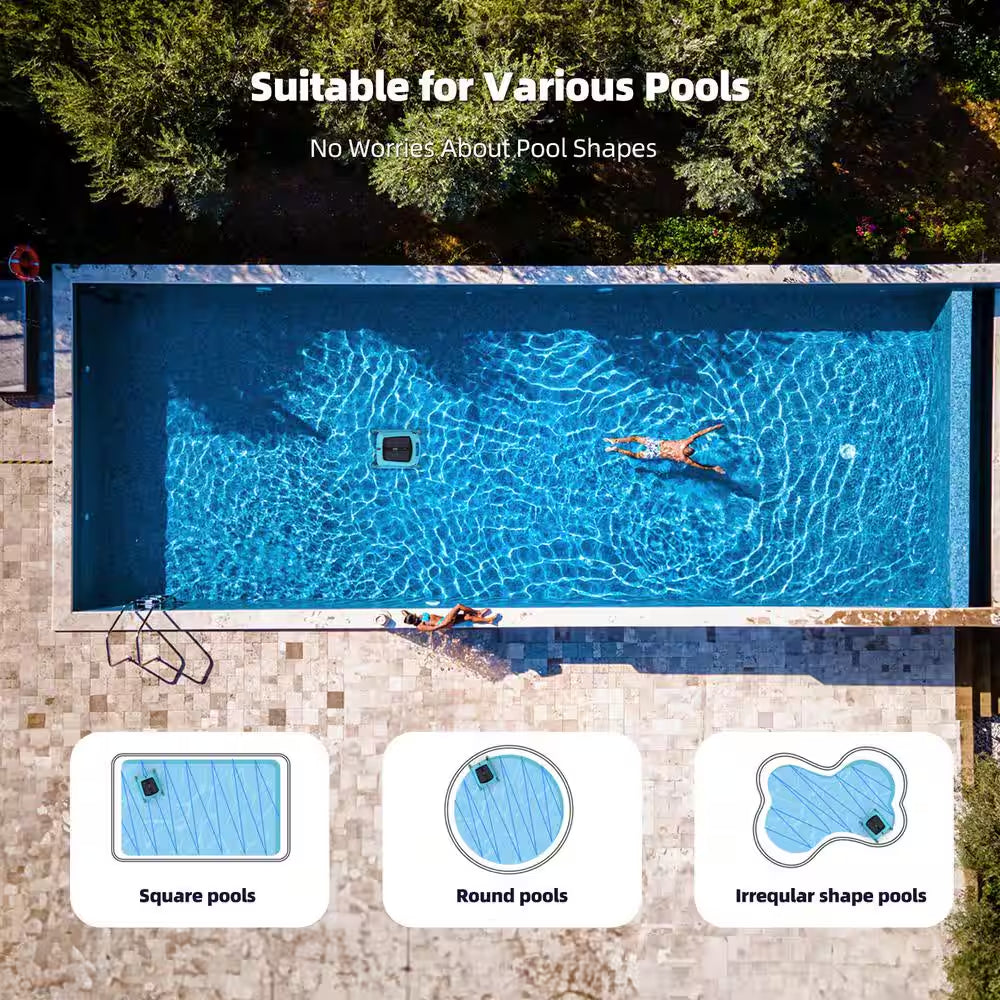 Robotic Pool Skimmer Cleaner- Automatic Solar Powered Cordless Robot Pool Cleaner for Swimming Pool Surface