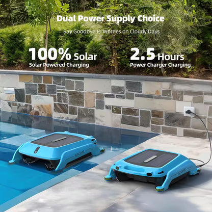 Robotic Pool Skimmer Cleaner- Automatic Solar Powered Cordless Robot Pool Cleaner for Swimming Pool Surface